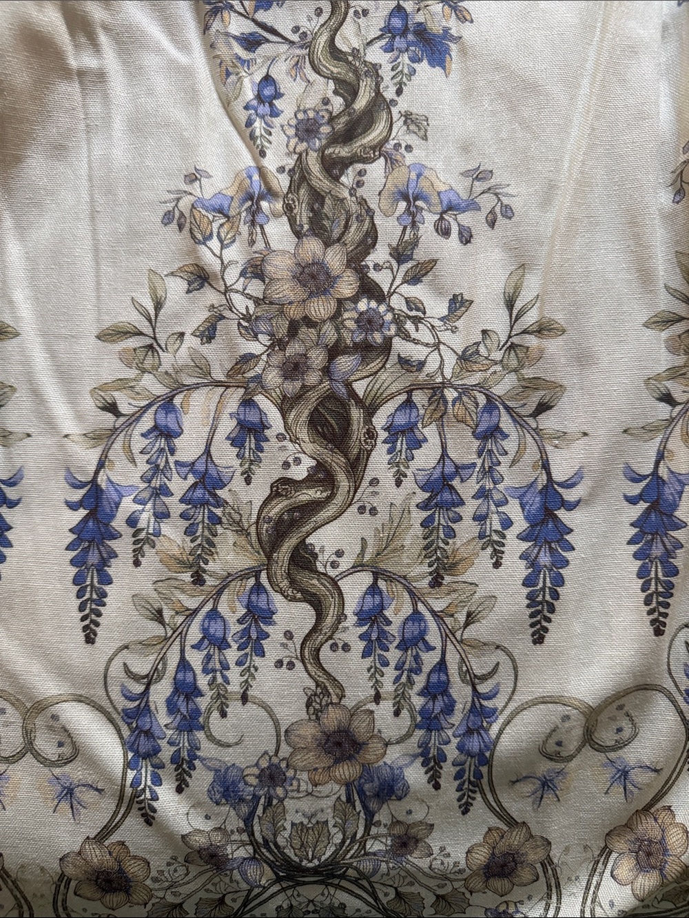 Max Studio Cream Maxi Skirt with Blue and Brown Floral Print - Picture 2 of 3